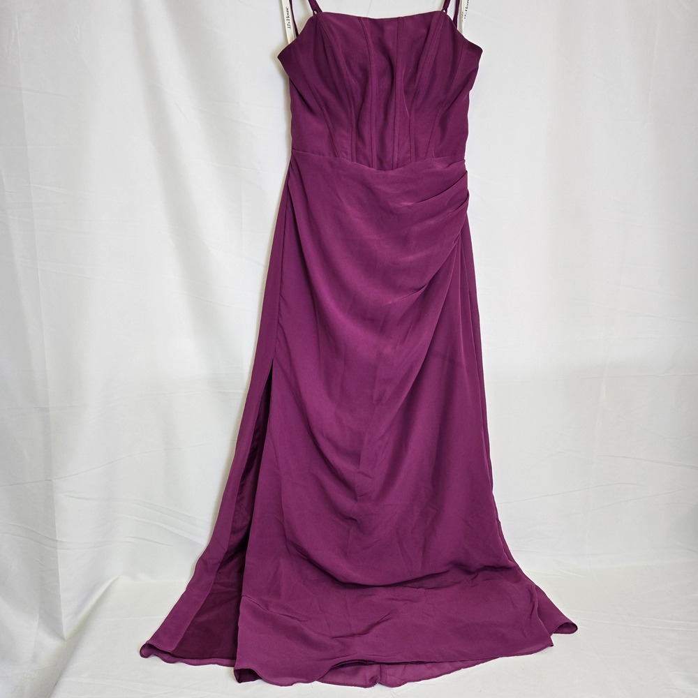 JJ's House A-line Square Floor Length Chiffon Bridesmaid Dress, Purple, Size 4-6